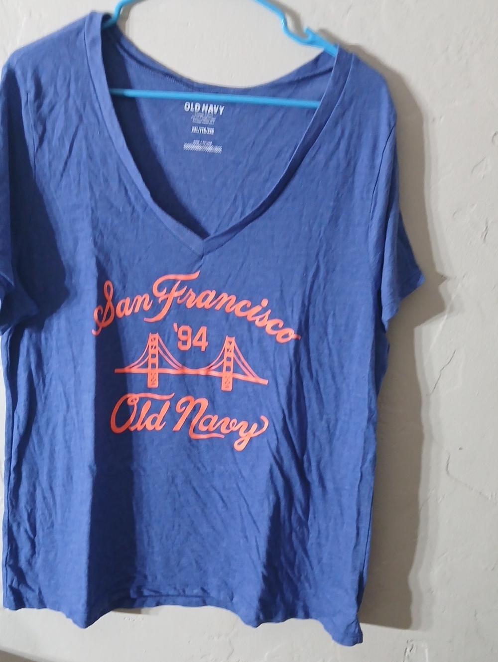 Old Navy Blue V-Neck 'San Francisco 94' Graphic Tee Size XXL